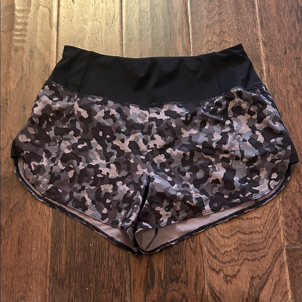 Athleta Black Camo Lined Shorts